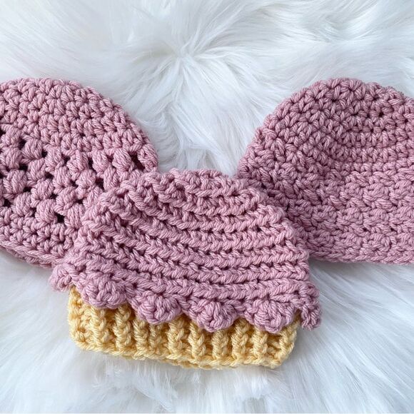 Set of 3 Baby Girl Crochet Hats Punk Yellow - Picture 3 of 6